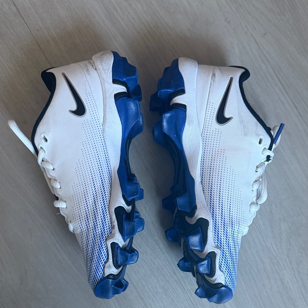 Nike Vapor Shark 3 White and Blue Football Cleats - Picture 3 of 6